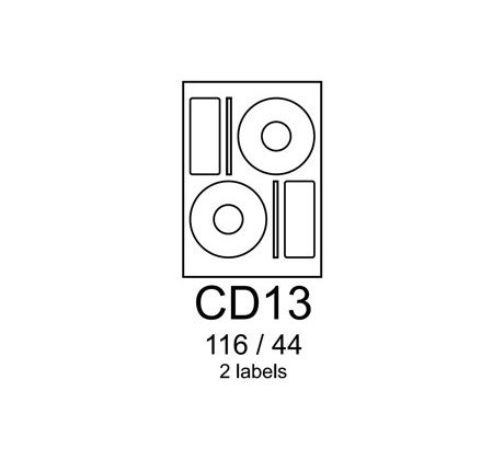 etikety RAYFILM CD13 116/44 univerzálne biele R0100CD13A (100 list./A4) (R0100.CD13A)