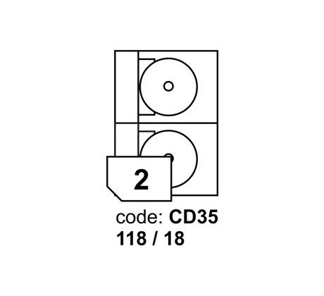 etikety RAYFILM CD35 118/18 univerzálne biele R0100CD35A (100 list./A4) (R0100.CD35A)
