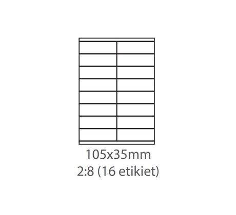 etikety Samolepiace 105x35 univerzálne biele 16ks/A4 (100 listov A4/bal.) (ECO-10503500)