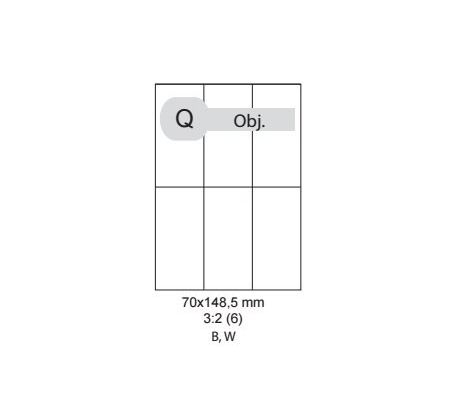 etikety Samolepiace 70x148,5 univerzálne biele (1000 listov A4/bal.) (ECO-70x148,5 F)