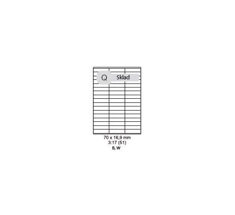 etikety Samolepiace 70x16,9 univerzálne biele 51ks/A4 (100 listov A4/bal.) (ECO-07001600)