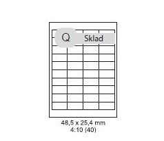 etikety Samolepiace 48,5x25,4 univerzálne biele 40ks/A4 (100 listov A4/bal.) (ECO-04802540)