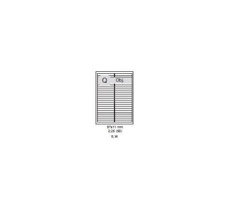 etikety Samolepiace 97x11 mm univerzálne biele 50ks/A4 (1000 listov A4/bal.) (ECO-97x11-1000)