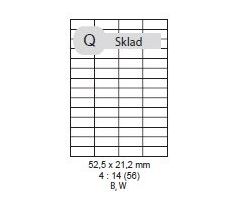 etikety Samolepiace 52,5x21,2 univerzálne biele 56ks/A4 (100 listov A4/bal.) (ECO-05202152)