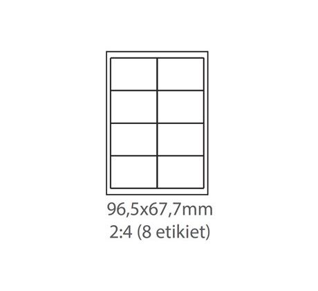 etikety Samolepiace 96,5x67,7 univerzálne biele 8ks/A4 (1000 listov A4/bal.) (ECO-09606700F)