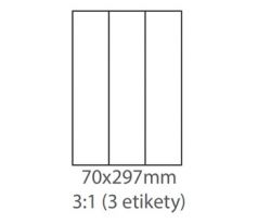 etikety Samolepiace 70x297 univerzálne biele (100 listov A4/bal.) (ECO-07002970)