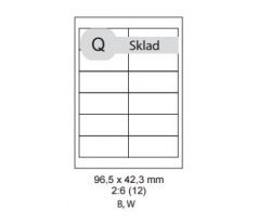 etikety Samolepiace 96,5 x 42,3mm univerzálne biele 12ks/A4 (100 listov A4/bal.) (ECO-0965423)