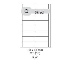 etikety Samolepiace 89 x 37mm univerzálne biele 16ks/A4 (100 listov A4/bal.) (ECO-08903700)