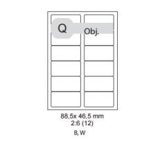 etikety Samolepiace 88,5 x 46,5mm univerzálne biele 12ks/A4 (100 listov A4/bal.) (ECO-08804600)
