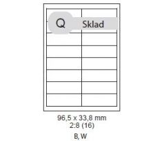 etikety Samolepiace 96,5x33,8 univerzálne biele 16ks/A4 (100 listov A4/bal.) (ECO-09603300)