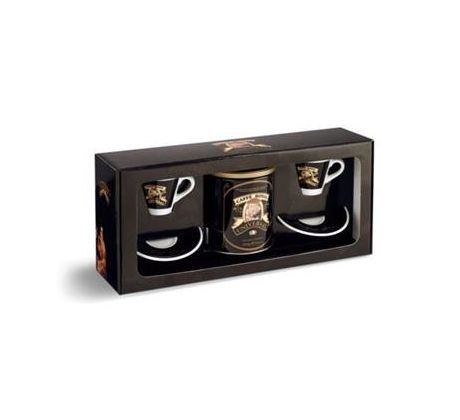 Káva ROYAL  darčekový set – káva mletá 250g plechovka + 2x šálka espresso (632)