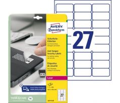 Etikety odolné na špeciálne použite Avery `šachovnicový vzor` 63,5x29,6mm A4 biele 20 hárkov