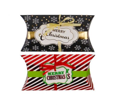 Vianočná papierová darčeková krabička pukačka 220x100mm 2 ks mix farebných motívov