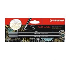 Popisovač STABILO Pen 68 2ks v blistri metalic strieborná