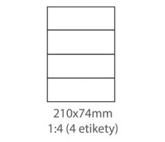 etikety Samolepiace 210x74 univerzálne biele 4ks/A4 (100 listov A4/bal.) (ECO-21007400)