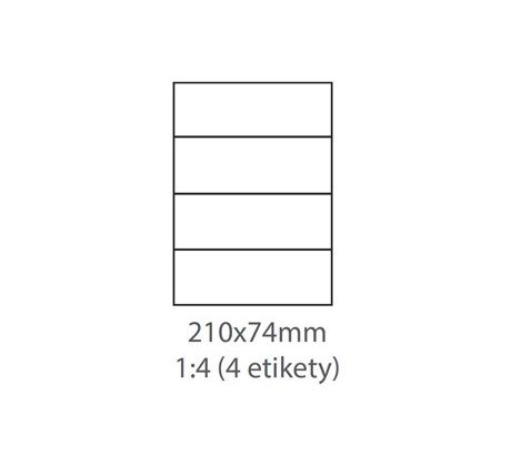 etikety Samolepiace 210x74 univerzálne biele 4ks/A4 (100 listov A4/bal.) (ECO-21007400)