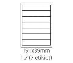 etikety Samolepiace 191x39 univerzálne biele 7ks/A4 (100 listov A4/bal.) (ECO-19103900)