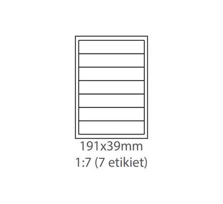 etikety Samolepiace 191x39 univerzálne biele 7ks/A4 (100 listov A4/bal.) (ECO-19103900)