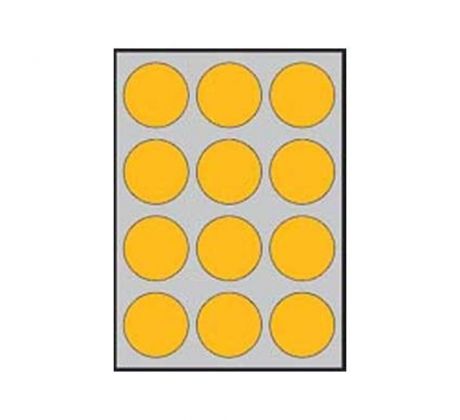 Etikety kruhové farebné priemer 60 mm APLI A4 20 hárkov fluo oranžové