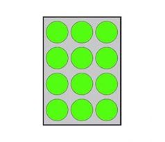 Etikety kruhové farebné priemer 60 mm APLI A4 20 hárkov fluo zelené