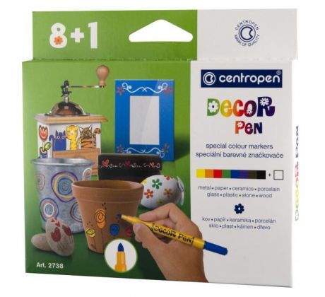 Sada popisovačov Centropen 2738 Decor pen 8+1ks