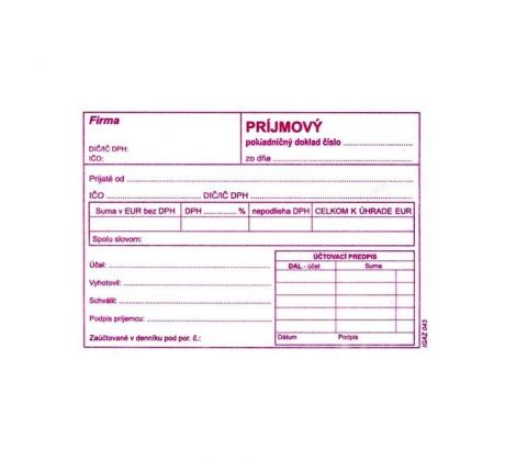 Príjmový pokladničn doklad s DPH, A6, 100 listov
