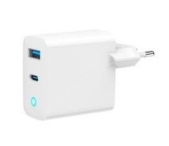 2-port 30W GaN USB fast charger, LED, white (TA-UC-PDQC30L-W-01)