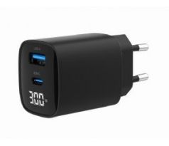 2-port 30W USB fast charger, LCD, black (TA-UC-PDQC30LCD-BK-01)