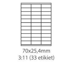 etikety Samolepiace 70x25,4 univerzálne biele 33ks/A4 (100 listov A4/bal.) (ECO-07002500)