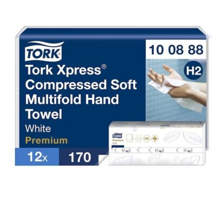 Papierové utierky skladané ZZ 2-vrstv. TORK Xpress Multifold stlačené jemné H2 (12 bal. x 170)