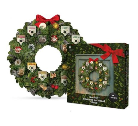 LEROS bylinný adventný kalendár veniec (24 vreciek)