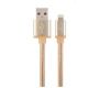 Cotton braided 8-pin cable with metal connectors, 1.8 m, gold color, blister (CCB-MUSB2B-AMLM-6-G)