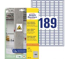 Etikety univerzálne 25,4x10mm Avery A4, silne lepivé 20 hárkov