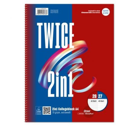 Blok College Format Werk Ursus A4 40 listov linajkový, 40 listov štvorčekový 70g