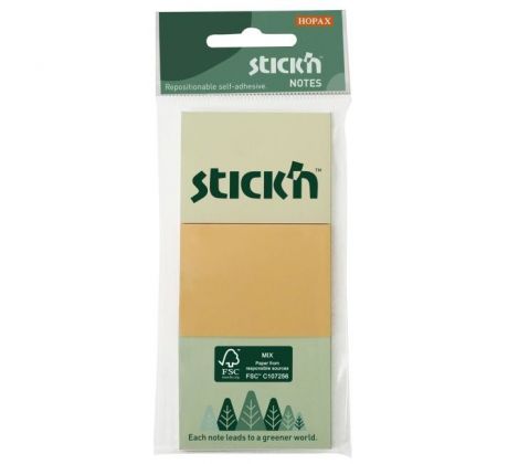 Samolepiaci bloček, 38x51 mm, mix pastelových farieb, 3x100 lístkov