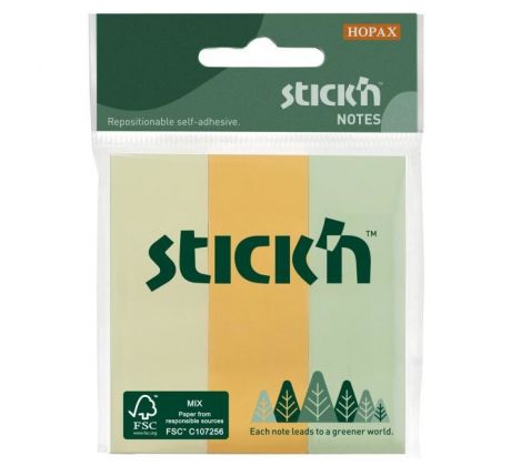 Samolepiaci bloček, 76x25 mm, mix pastelových farieb, 3x50 lístkov