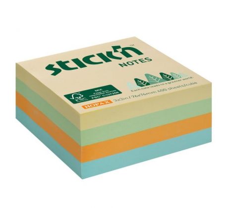 Samolepiaci bloček 76x76mm lúčny mix pastelových farieb 400 lístkov