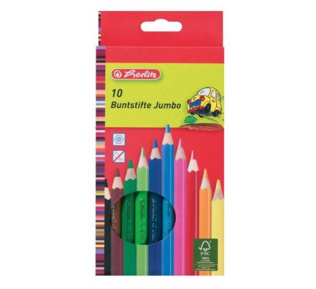 Farbičky Herlitz Jumbo šesťhranné 10 farieb