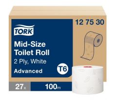 Toaletný papier 2-vrstv. TORK Mid-size biely, návin 100m T6 (27 ks)