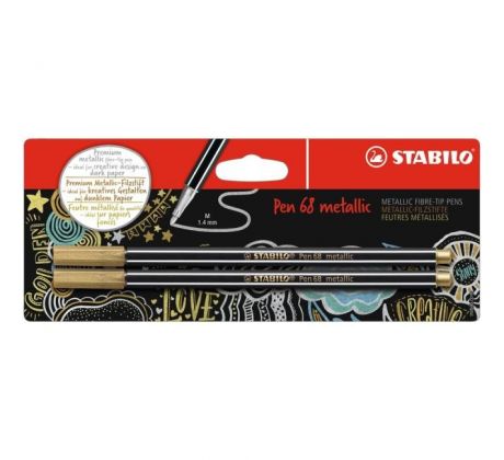 Popisovač STABILO Pen 68 2ks v blistri metalic zlatá