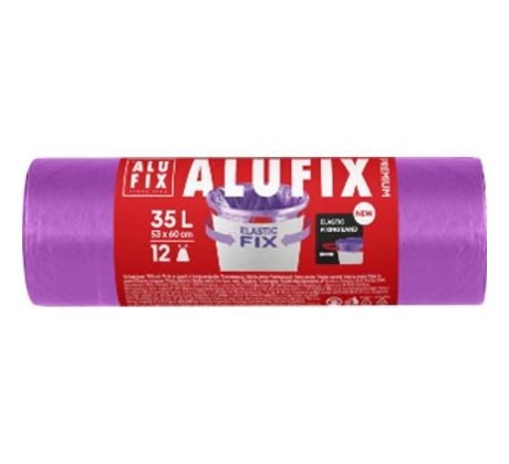 Vrecia na odpadky zaťahovacie Elastic FIX LDPE 53x60cm 35 ℓ/12ks 22mic fialové