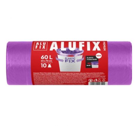 Vrecia na odpadky zaťahovacie Elastic FIX LDPE 64x70cm 60 ℓ/10ks 22mic fialové