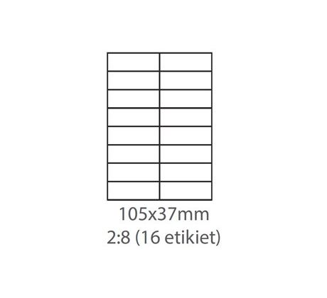 etikety Samolepiace 105x37 univerzálne biele 16ks/A4 (100 listov A4/bal.) (ECO-10503700)