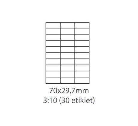 etikety Samolepiace 70x29,7 univerzálne biele 30ks/A4 (100 listov A4/bal.) (ECO-07002900)