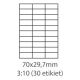 etikety Samolepiace 70x29,7 univerzálne biele 30ks/A4 (100 listov A4/bal.) (ECO-07002900)
