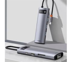 Baseus Metal Gleam Series 8-in-1 Multifunctional Type-C HUB Docking Station Gray(Type-C to HDMI*1+USB3.0*3+PD*1+RJ45*1+SD/TF*1) (BRA013895)