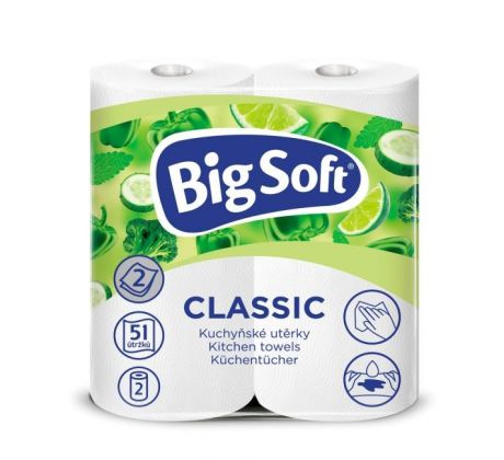 Kuchynské utierky 2-vrstvové Big Soft Classic 2ks, 10,5m