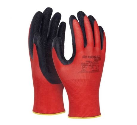Rukavice pletené, polomáčané DONAU SAFETY Super Latex kat. II červené veľ. 8