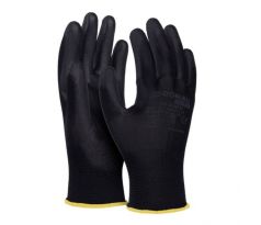 Rukavice pletené, polomáčané DONAU SAFETY PU kat. II čierne veľ. 10