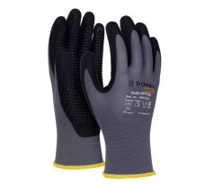 Rukavice pletené, polomáčané DONAU SAFETY Flex-Dotted, kat. II šedé veľ. 9